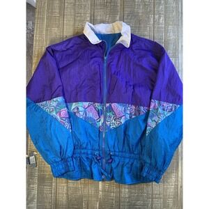Vintage 80s 90s Longstreet Bright Windbreaker Zip Jacket size Medium Large